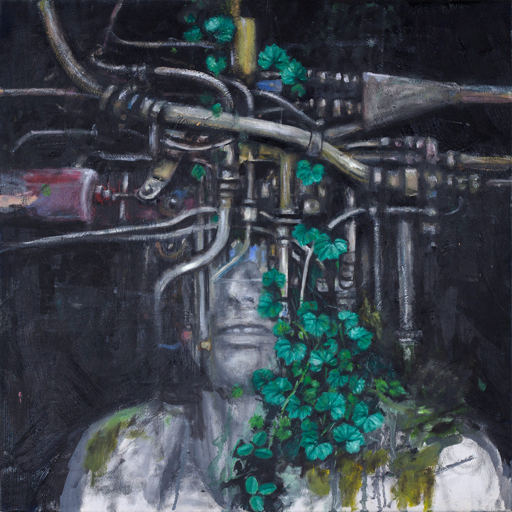 Portrait With Tubes (Worker) 1 – 60 x 50 cm – Oil on canvas – 2019