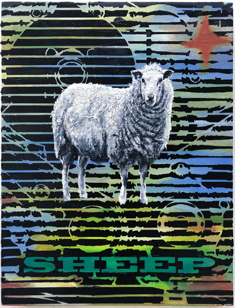 Sheep – 40 x 30 cm – Oil, acrylic on canvas – 2019