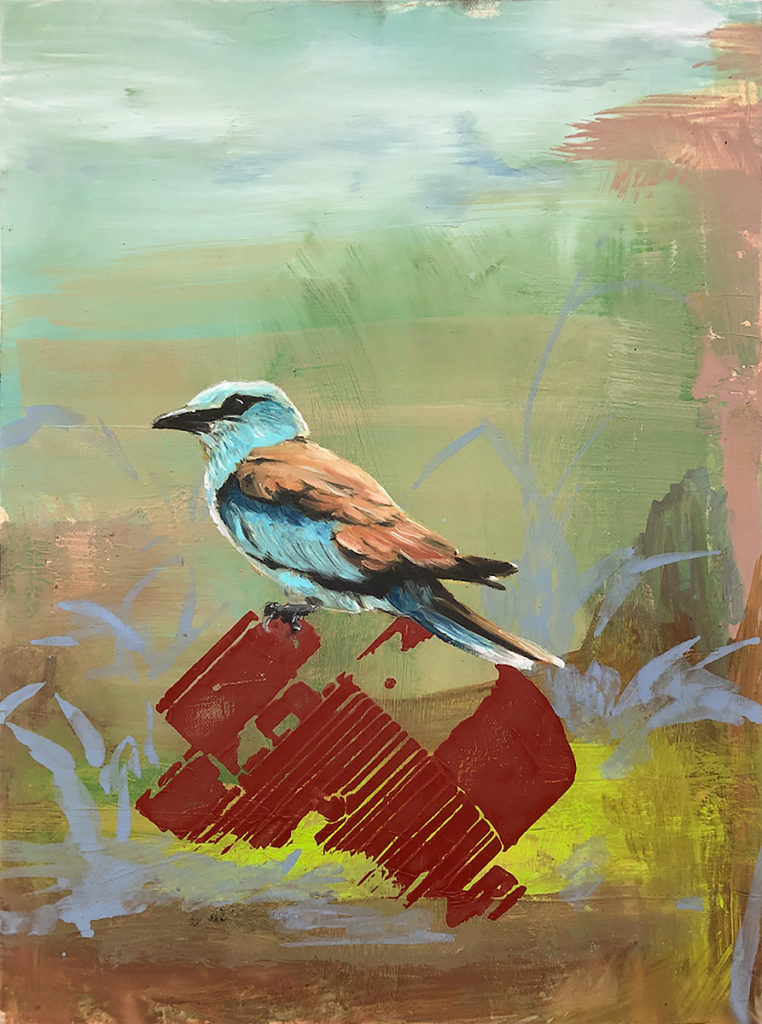 Bird On Motor -40 x 30 cm – Oil on canvas – 2018