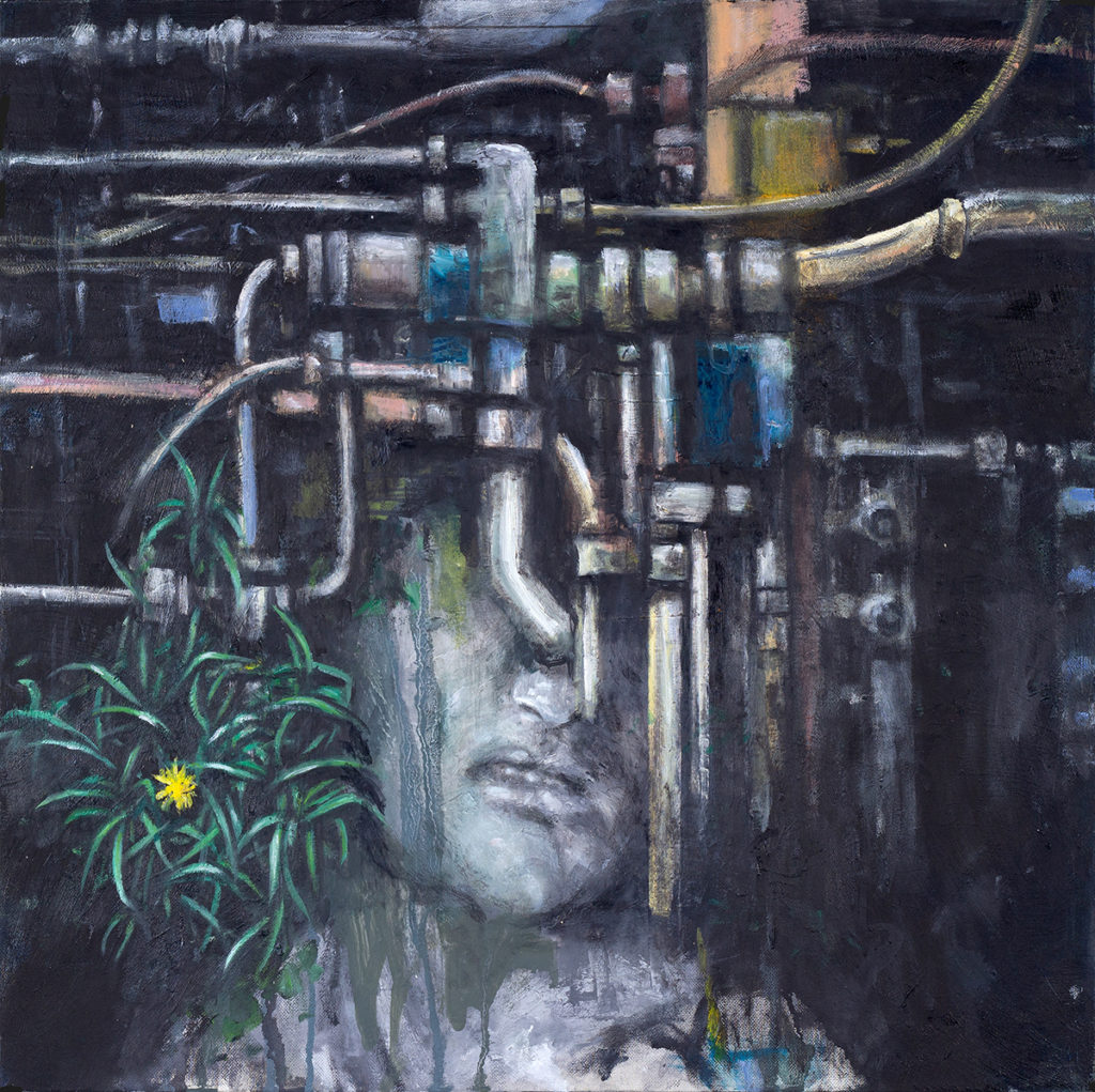 Portrait With Tubes 2 (Worker) – 60 x 50 cm – Oil on canvas – 2019