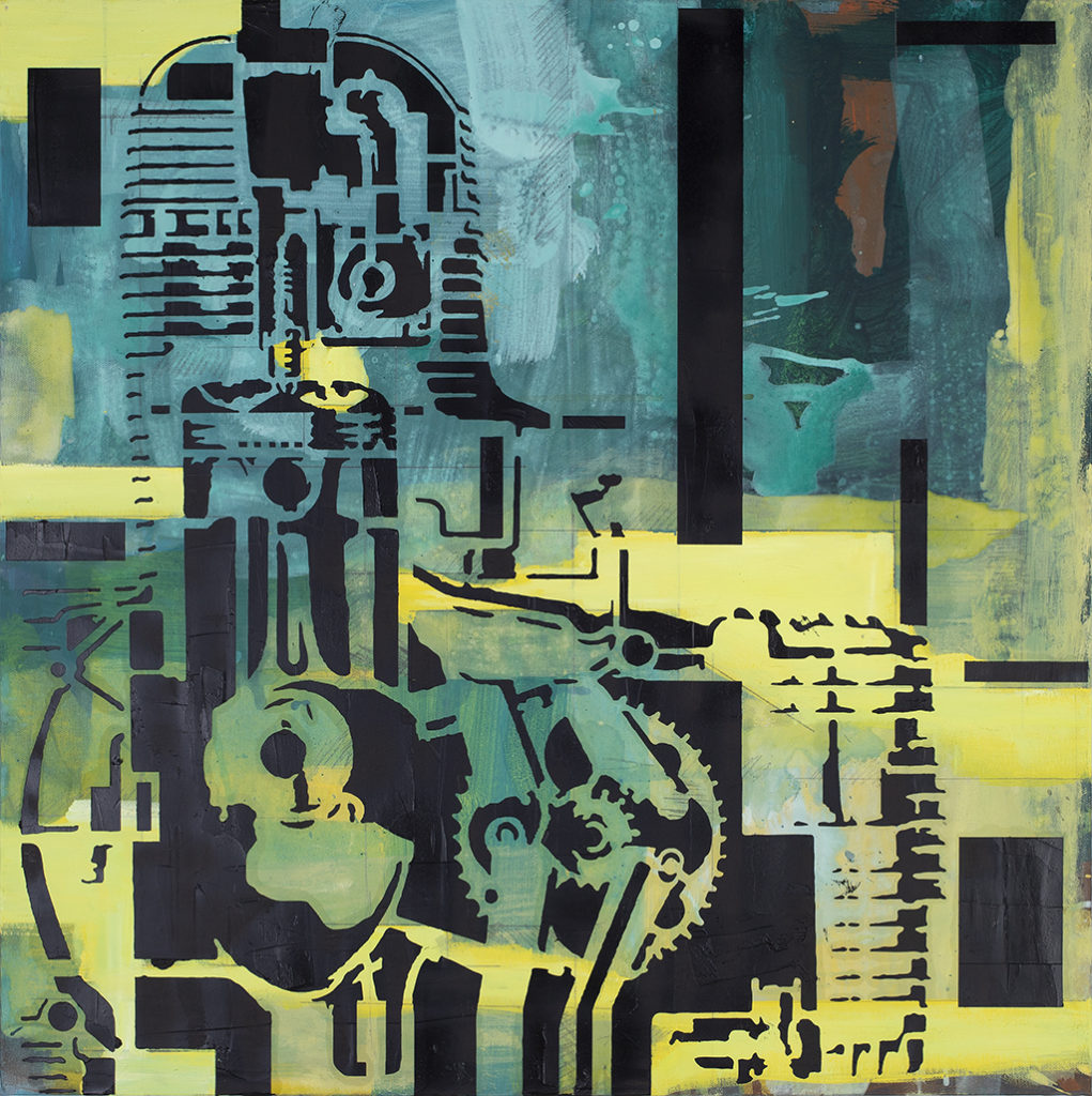 Engine On Yellow – 70 x70 cm – Oil on canvas – 2021